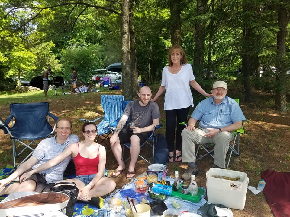 Just prior to the James Taylor concert we attend annually at Tanglewood, we always have a picnic! Here we are with Nina's brother and mom, and Galen's dad.